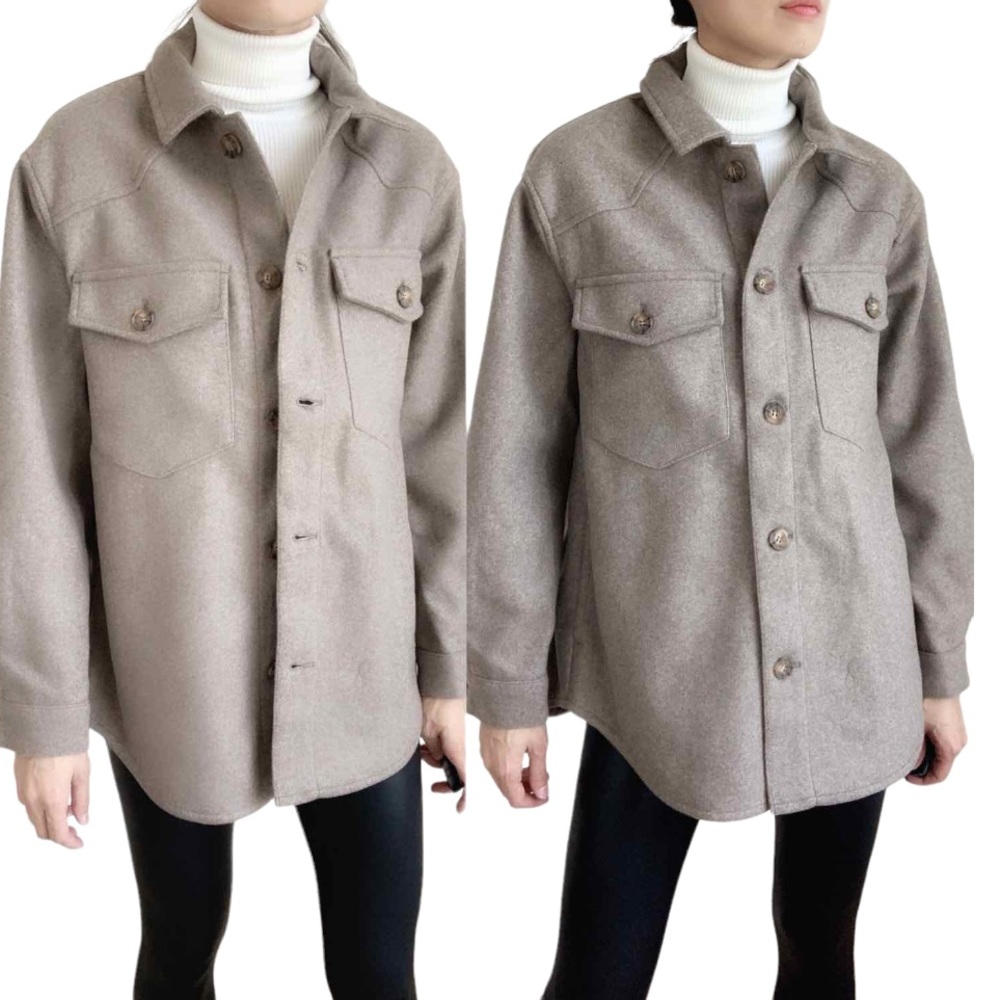 COZY CASHMERE SOFT SHACKET - FAWN - Picture 6 of 8
